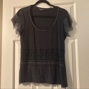 ROYAL UNDERGROUND Lace Detail Top T-Shirt